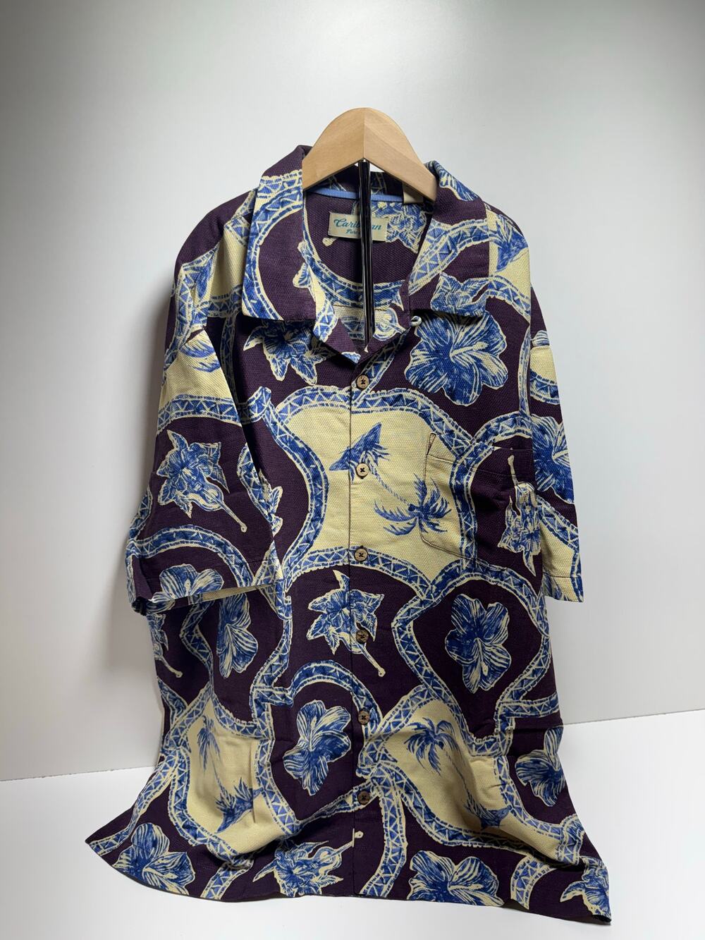 Caribbean 100% Silk Men’s CL Button Up Short Sleeve Shirt Floral Hawaiin